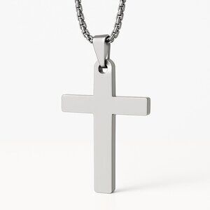 Necklace Cross Pendant-NEW-Silver Plated Men/Women/Unisex